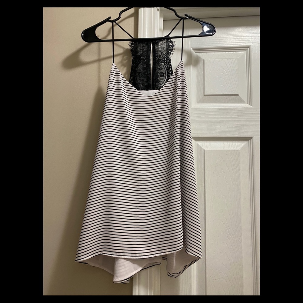 Express striped/lace racer back dressy cami
